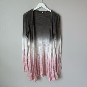 Anthropologie Moth | Tonal Tides Dip Dye Longline Cardigan Gray Pink Size Large